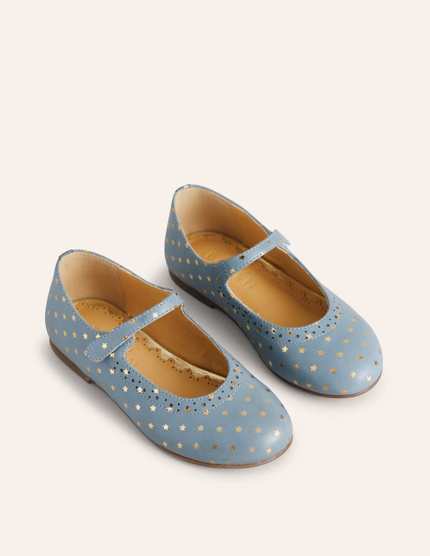 Gold Foil Star Mary Janes-Vintage Blue