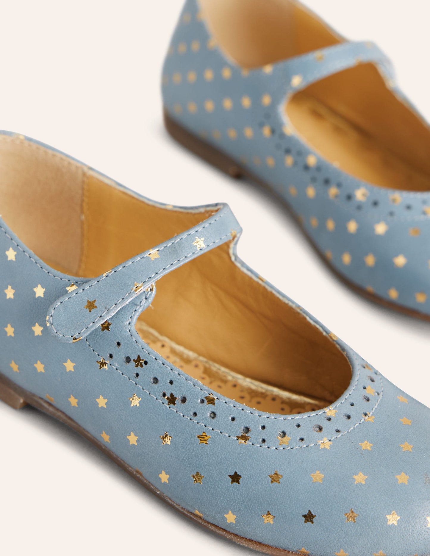 Gold Foil Star Mary Janes-Vintage Blue