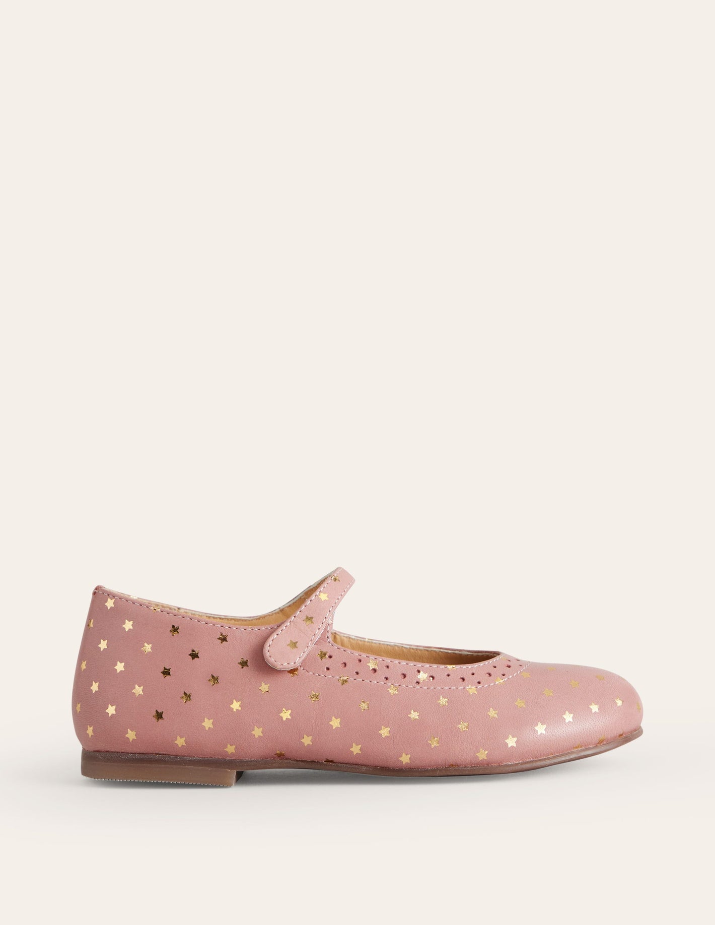 Gold Foil Star Mary Janes-Ballet Pink