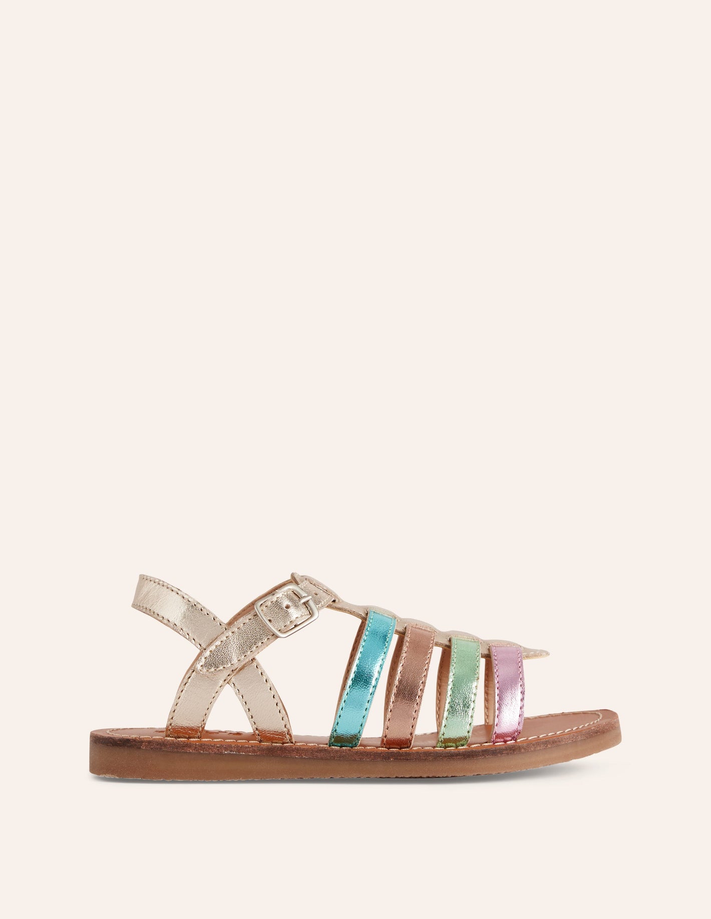 Strappy Metallic Sandals-Mutli Ombre Metallic