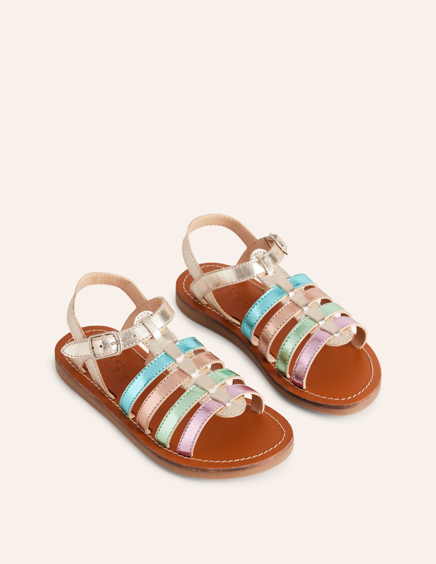 Strappy Metallic Sandals-Mutli Ombre Metallic