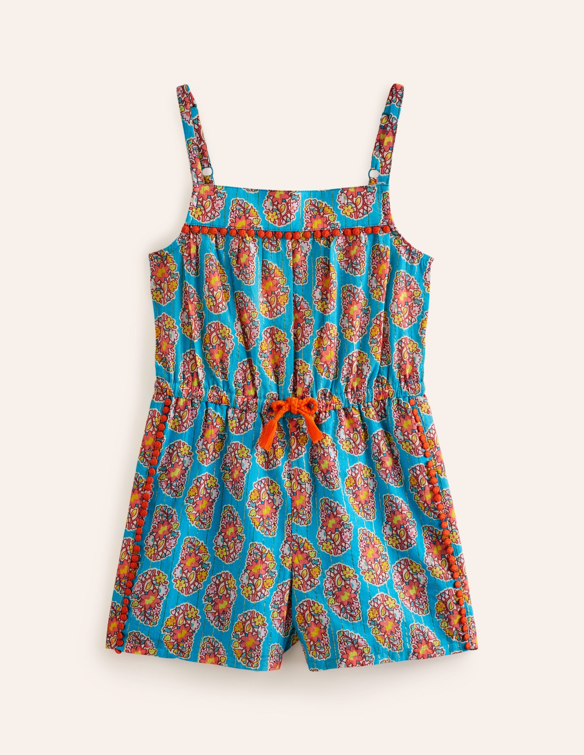 Woven Holiday Playsuit-Azure Blue Paisley - Image 1