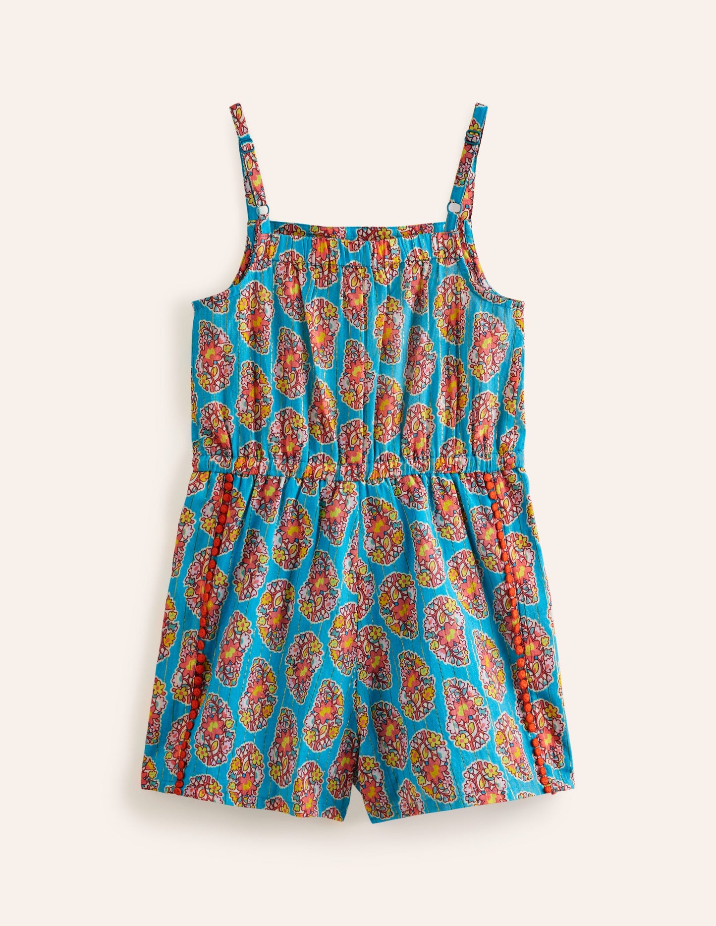 Woven Holiday Playsuit-Azure Blue Paisley