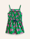 Woven Holiday Playsuit-Green Leopard