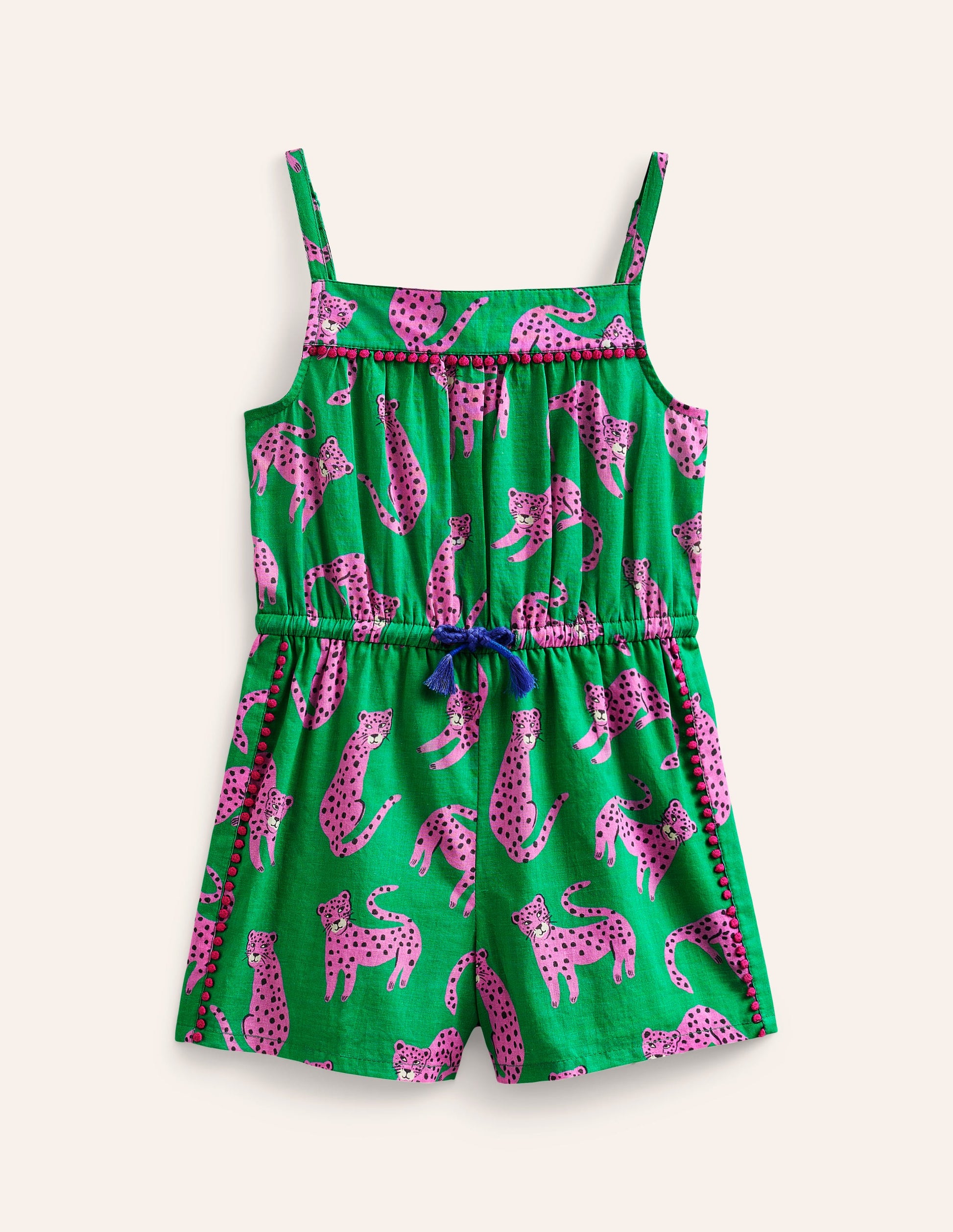 Woven Holiday Playsuit-Green Leopard-1