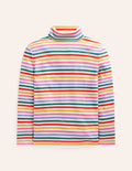 Super Soft Roll Neck Top-Multi Stripe