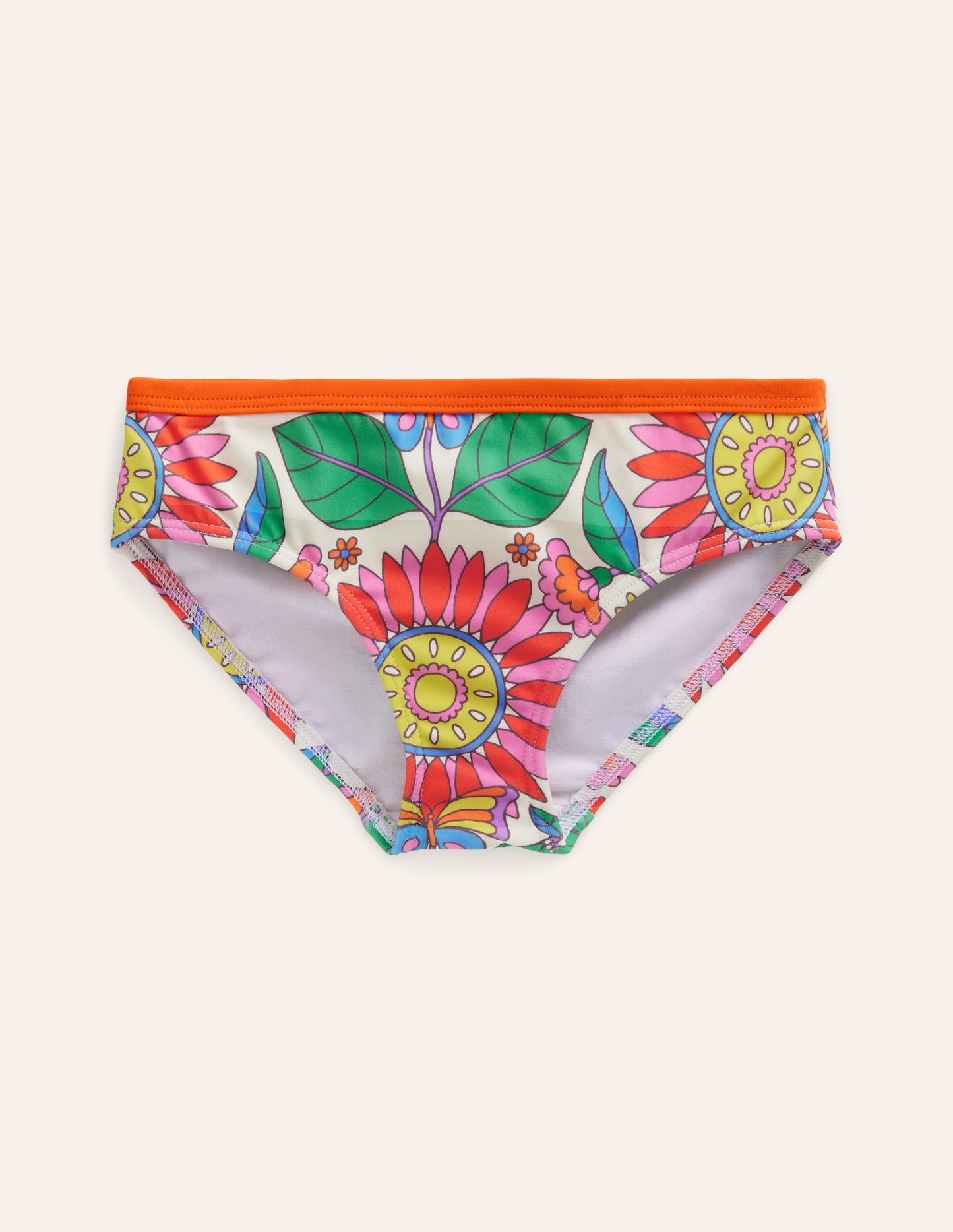 Patterned Bikini Bottoms-Multi Daisy Vine