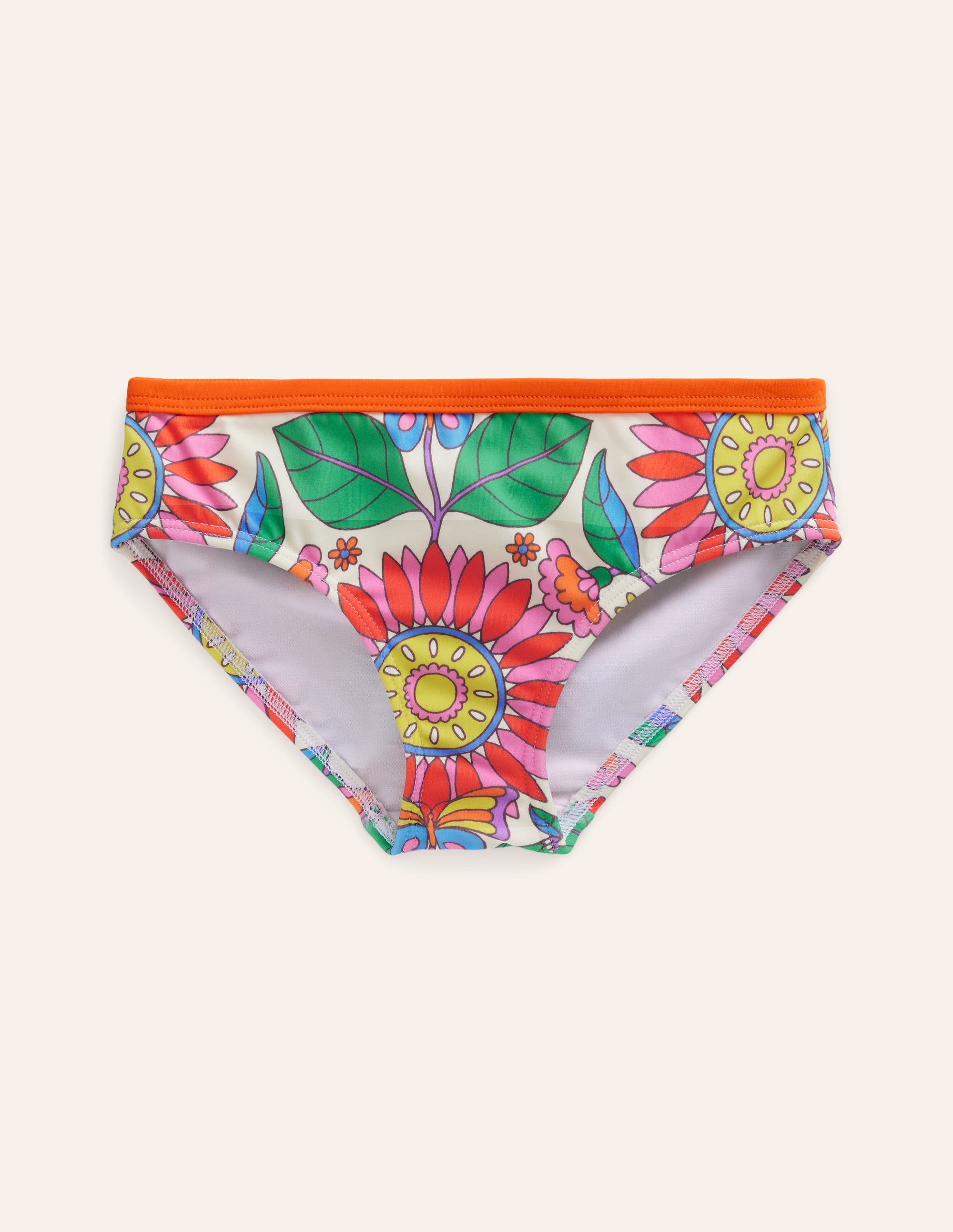 Patterned Bikini Bottoms-Multi Daisy Vine - Image 1