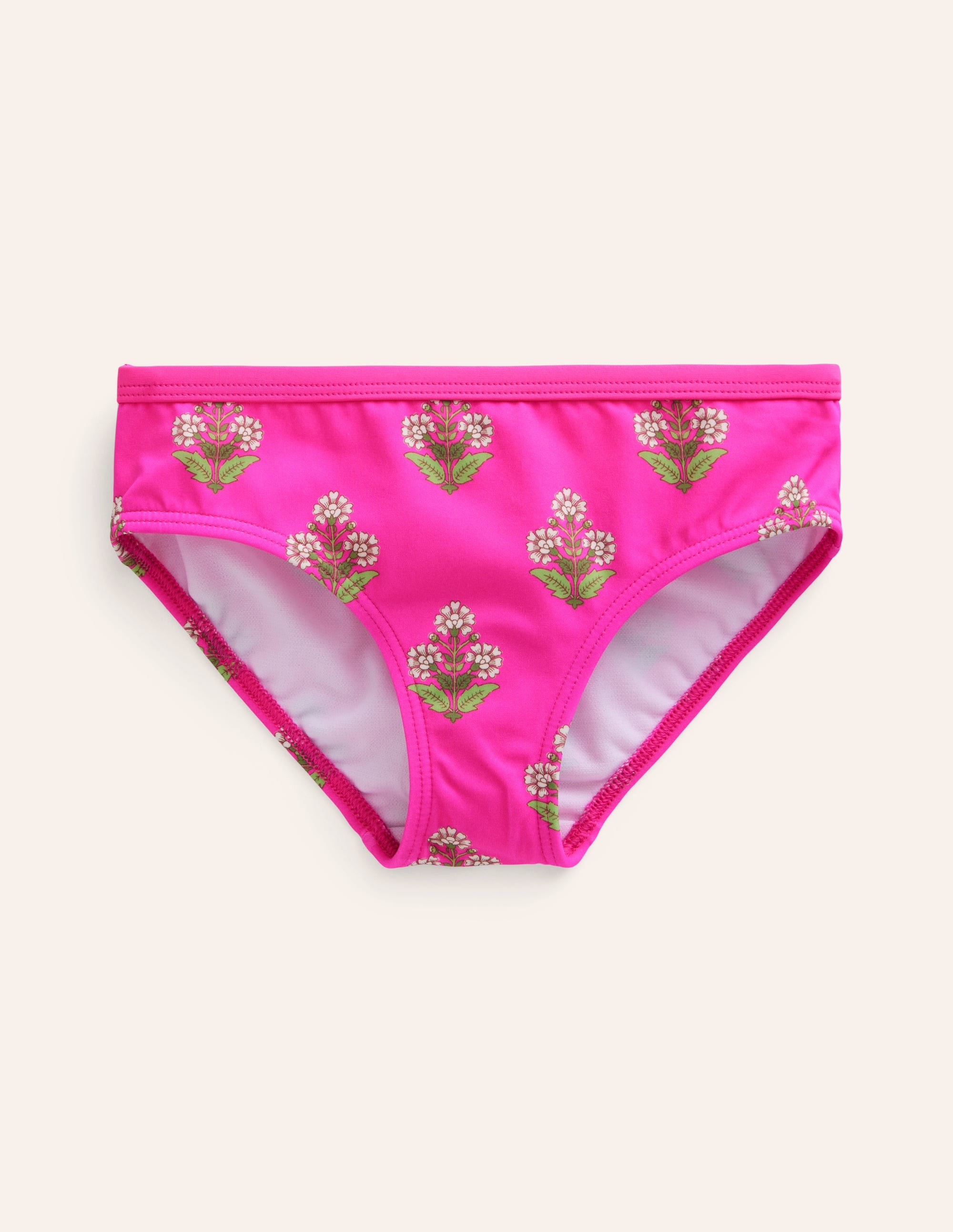 Patterned Bikini Bottoms-Pink Small Woodblock - Image 1