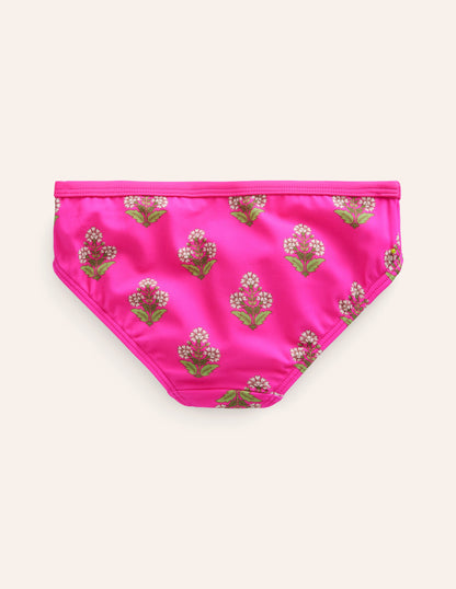 Patterned Bikini Bottoms-Pink Small Woodblock