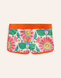 Patterned Swim Shorts-Multi Daisy Vine