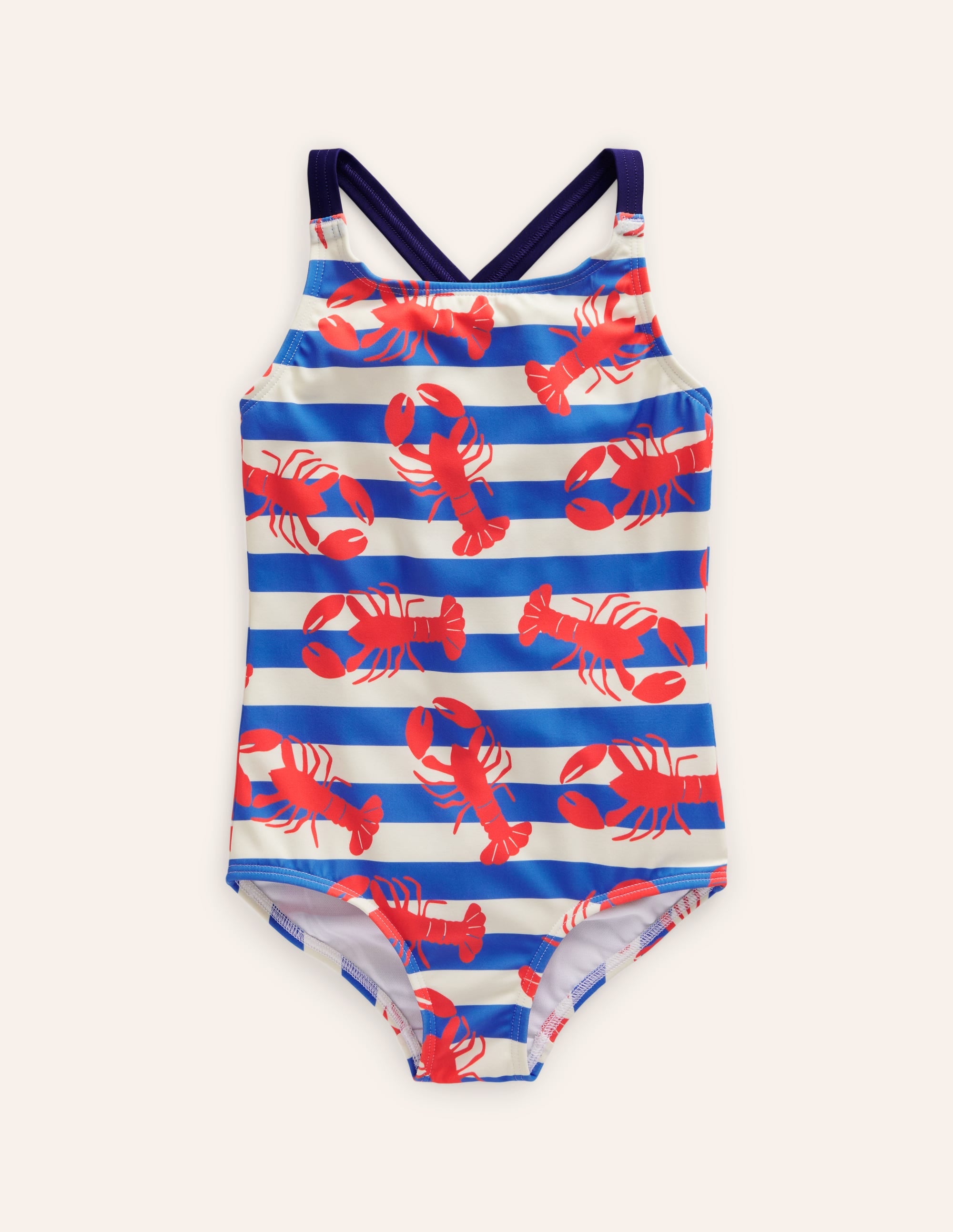 Cross-back Printed Swimsuit-Pink Lobster - Image 4