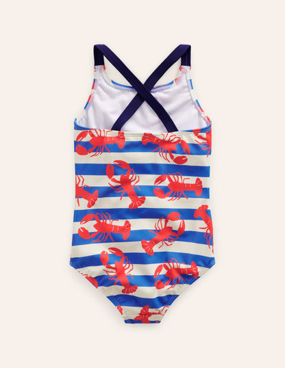Cross-back Printed Swimsuit-Pink Lobster-5