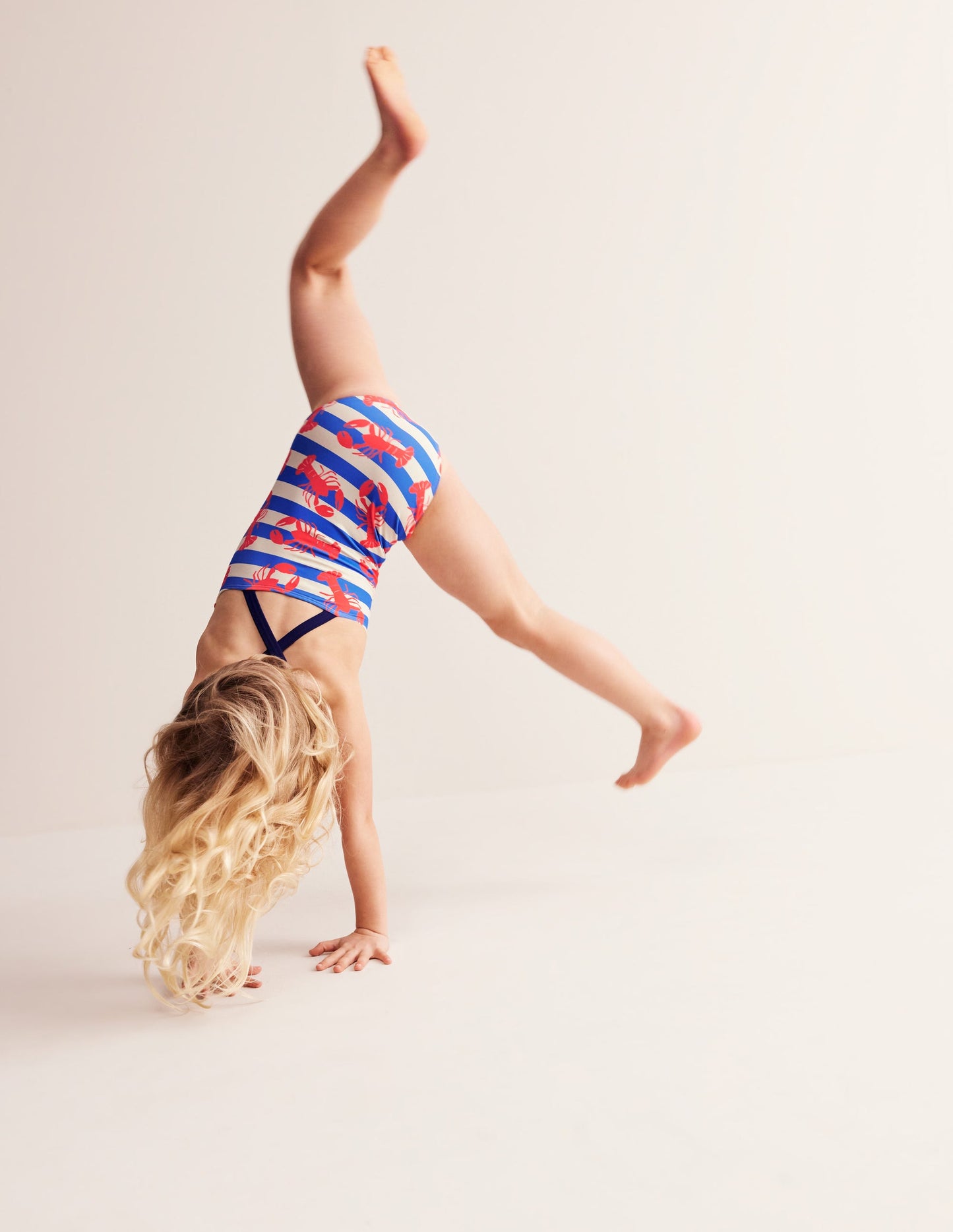 Cross-back Printed Swimsuit-Pink Lobster