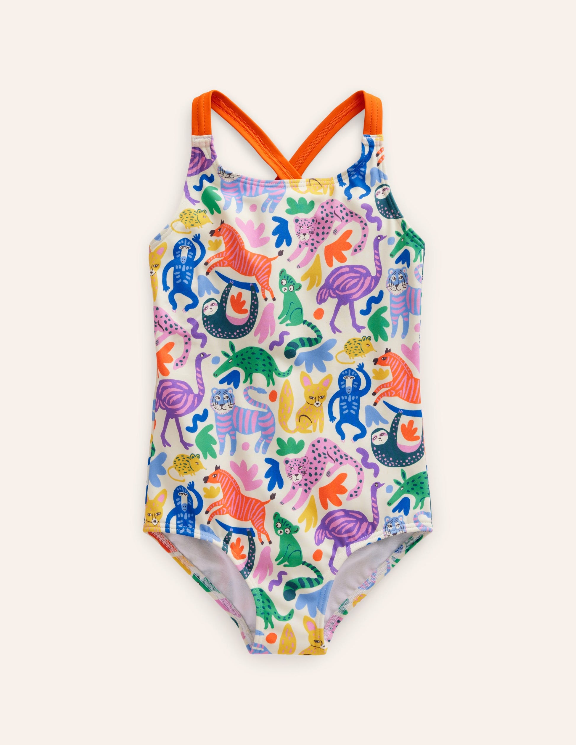 Cross-back Printed Swimsuit-Multi Safari Friends-1