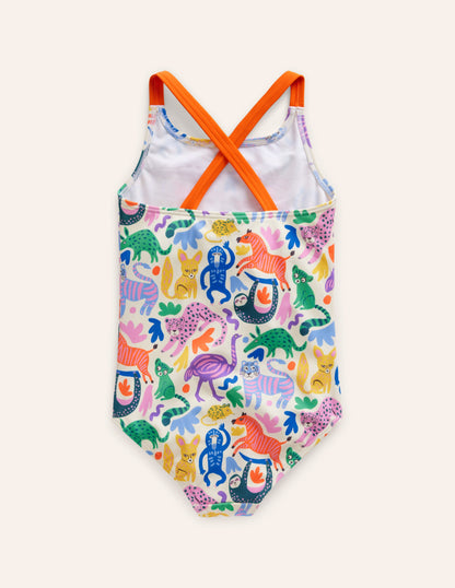 Cross-back Printed Swimsuit-Multi Safari Friends-2