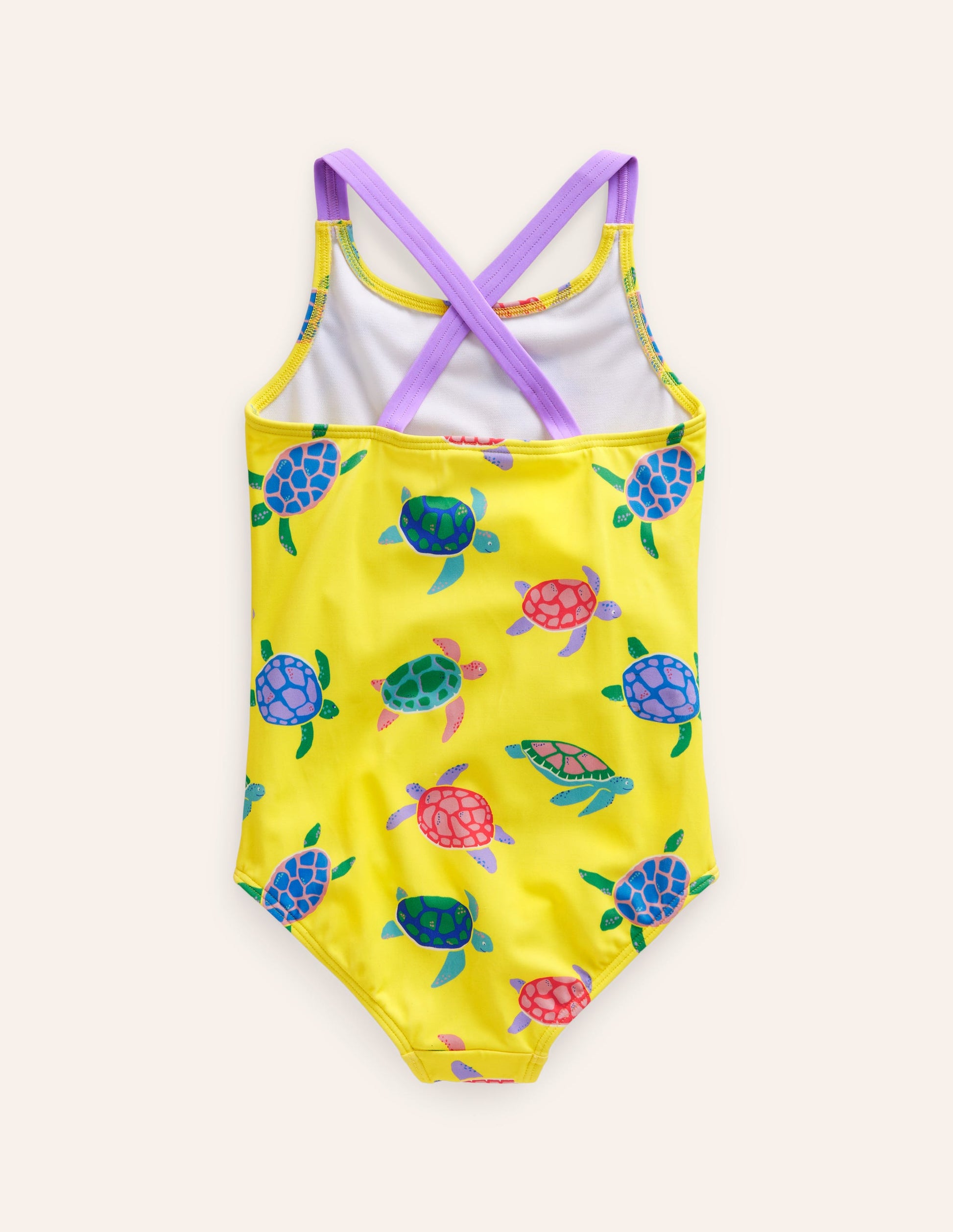 Cross-back Printed Swimsuit-Zest Yellow Turtles-2
