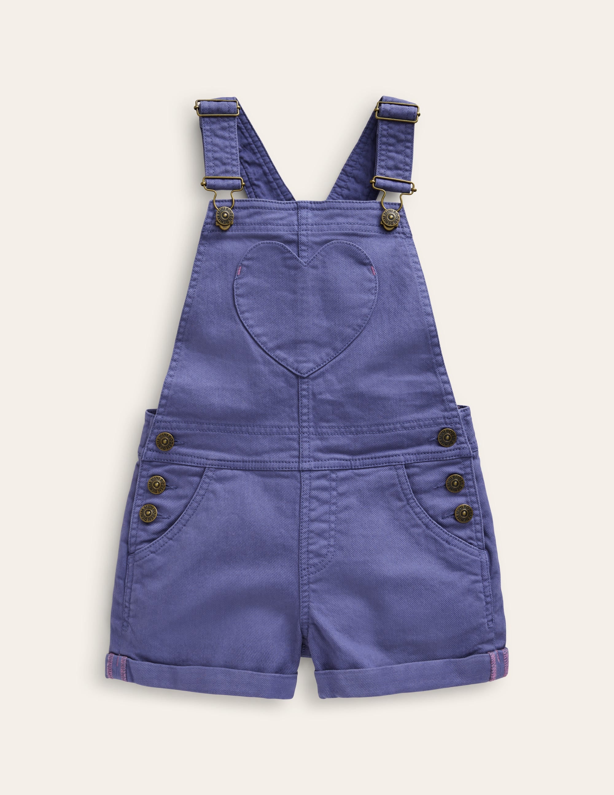Heart Pocket Short Dungarees-Soft Starboard - Image 1