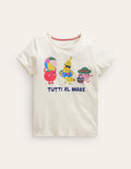 Printed Graphic T-Shirt-Vanilla White Slogan