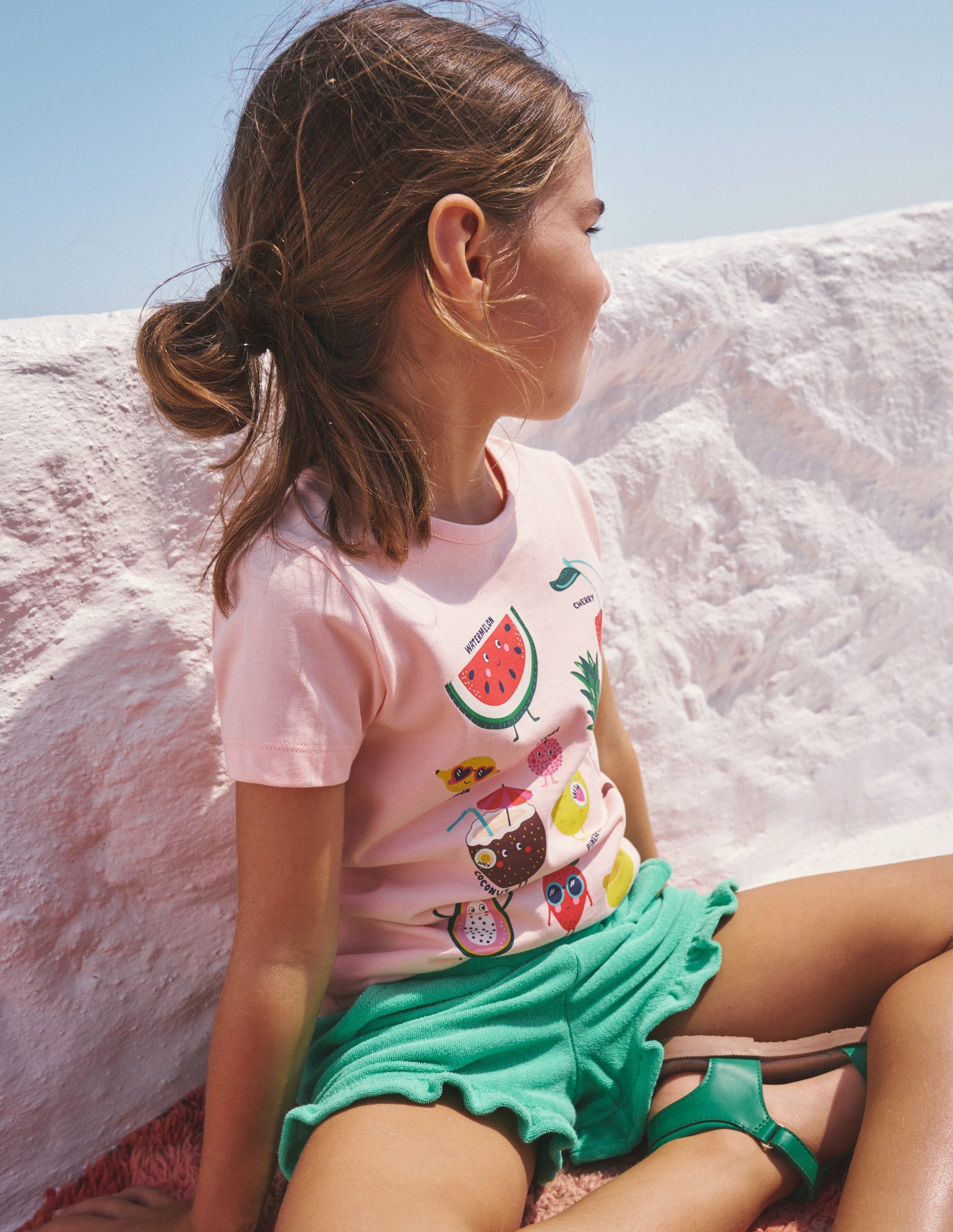 Printed Graphic T-Shirt-Provence Dusty Pink Fruit-4