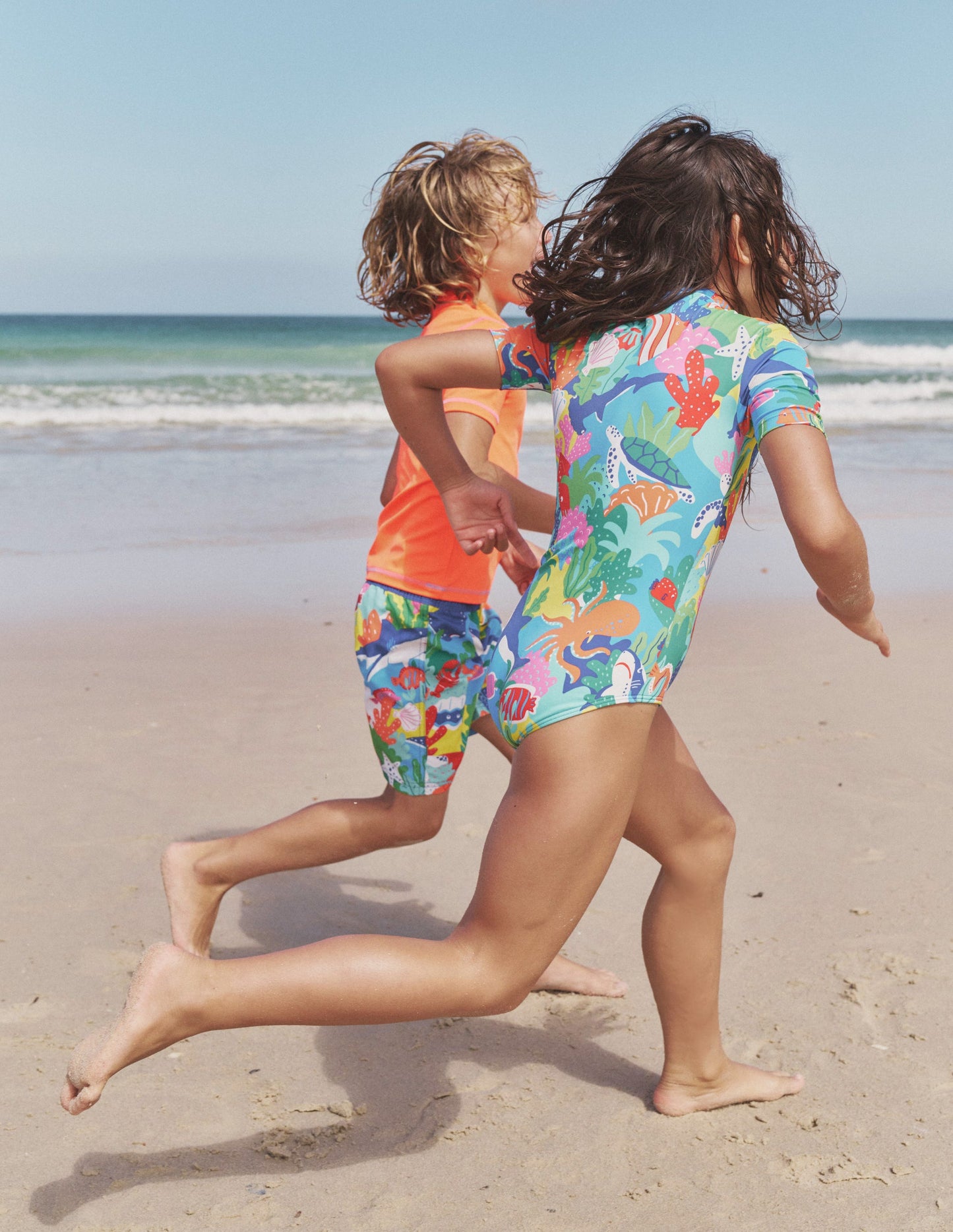 Short-sleeved Swimsuit-Multi Rainbow Reef