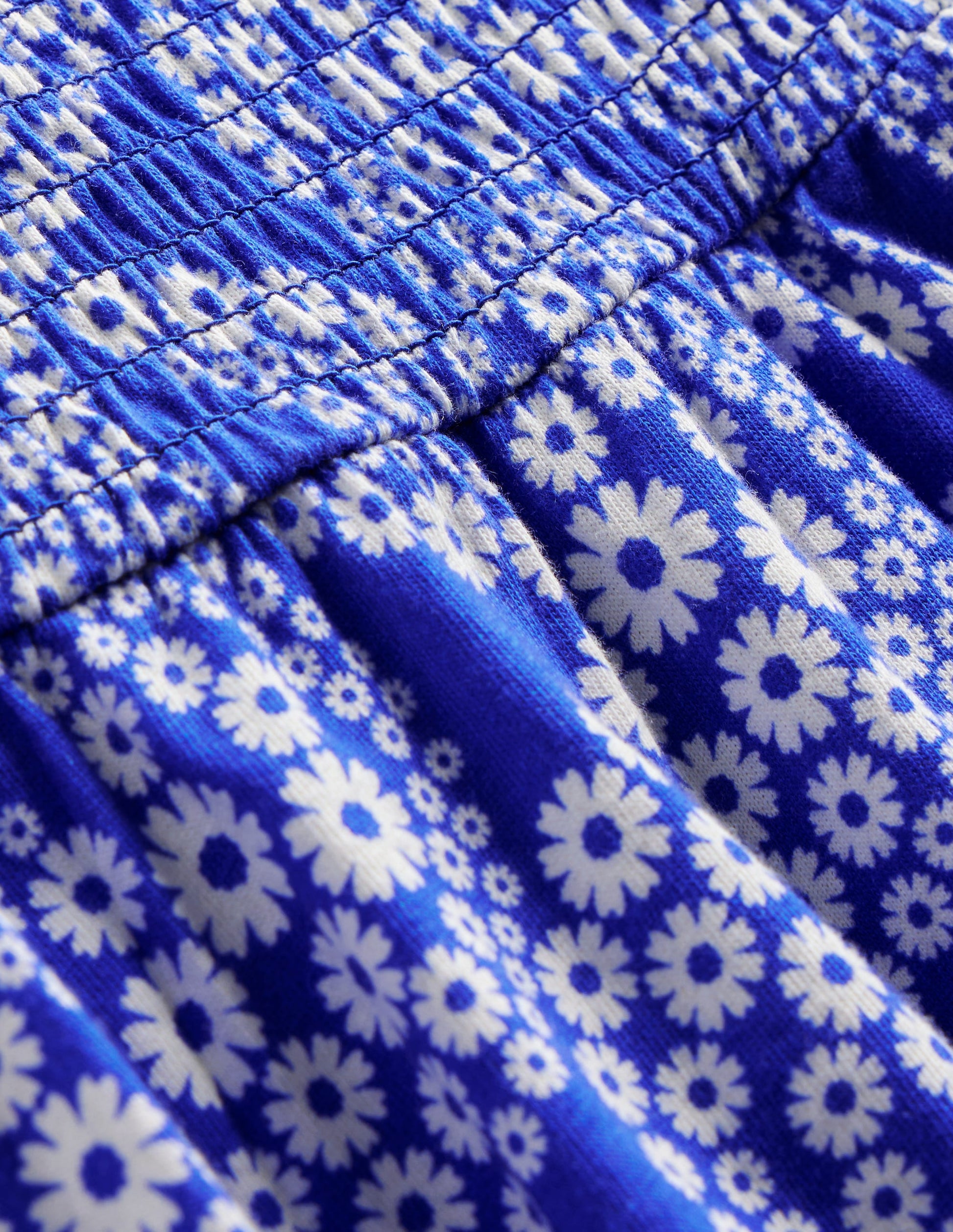 Shirred Jersey Dress-Greek Blue Daisy Wave-3