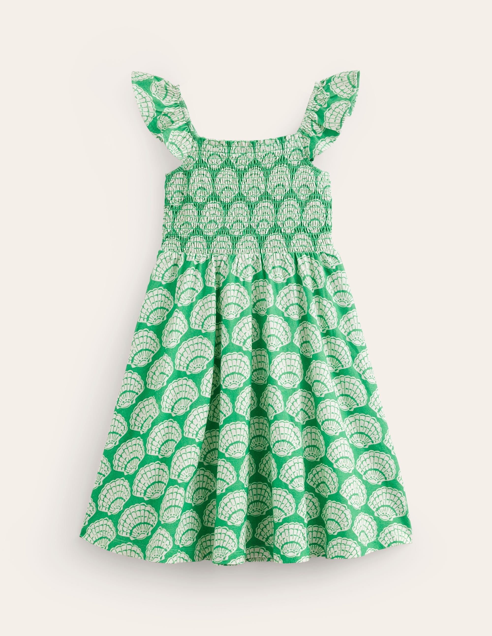 Shirred Jersey Dress-Pea Green Seashells - Image 2
