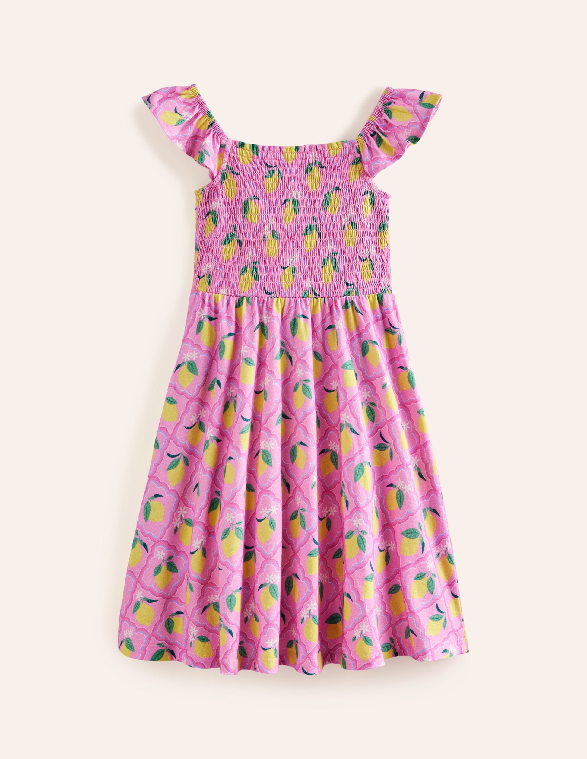 Shirred Jersey Dress-Pink Lemon Grove-2