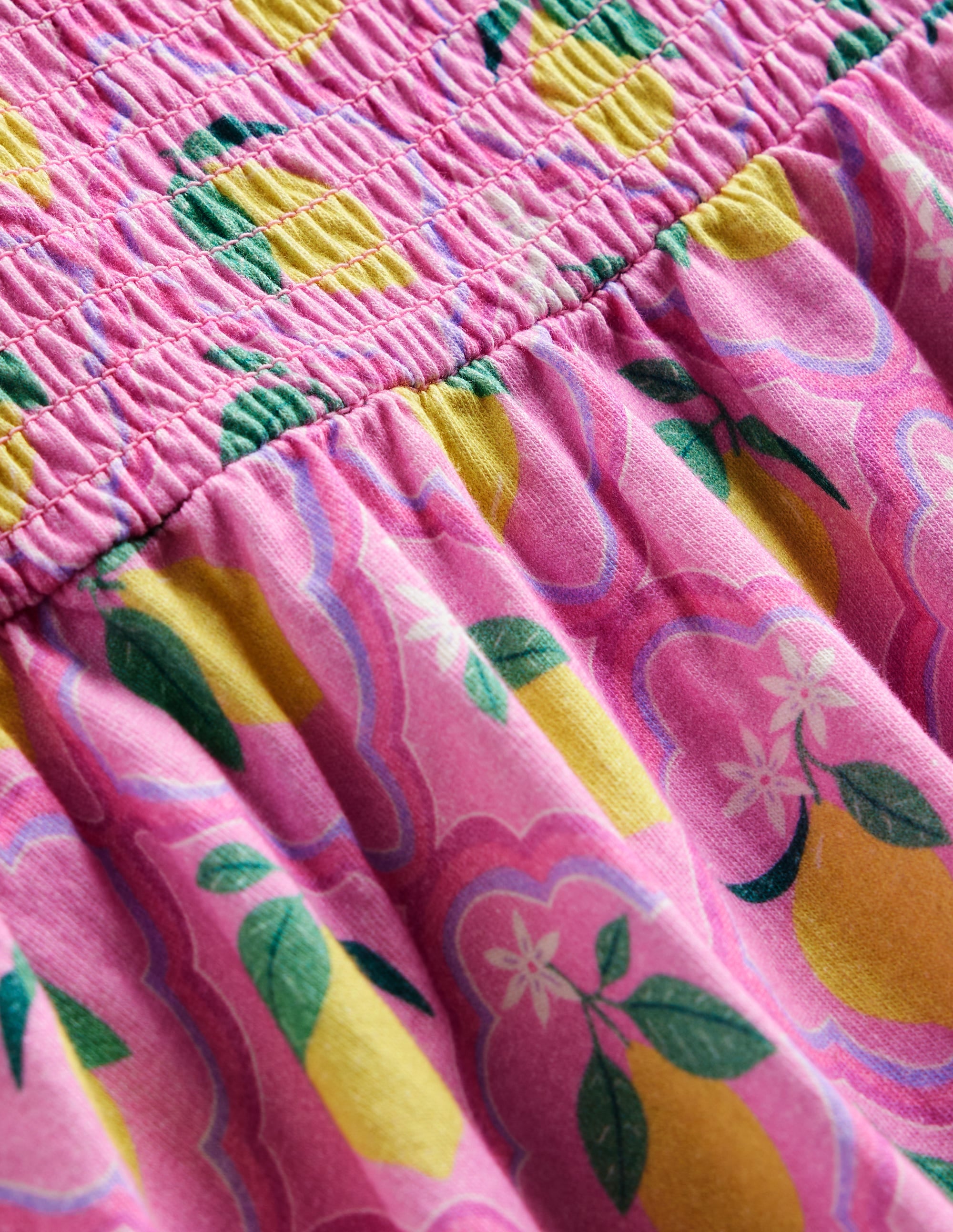 Shirred Jersey Dress-Pink Lemon Grove - Image 3