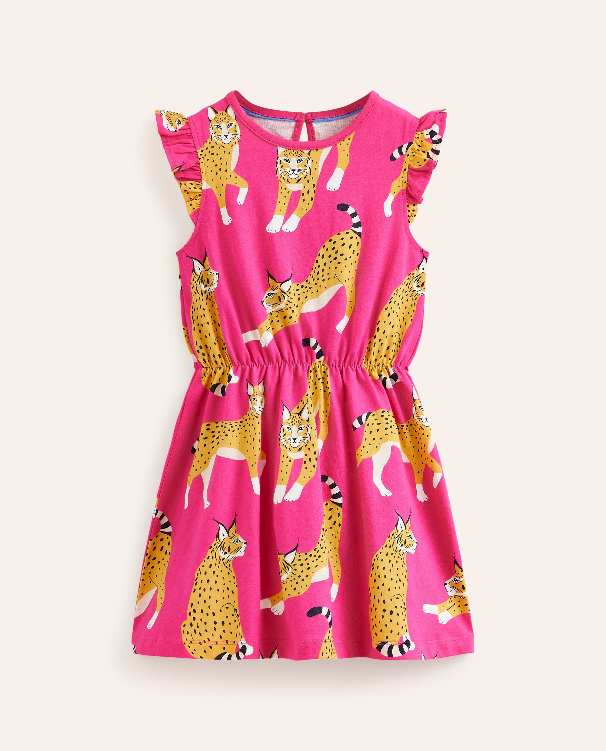 Frill Sleeve Jersey Dress-Pink Lynx - Image 1