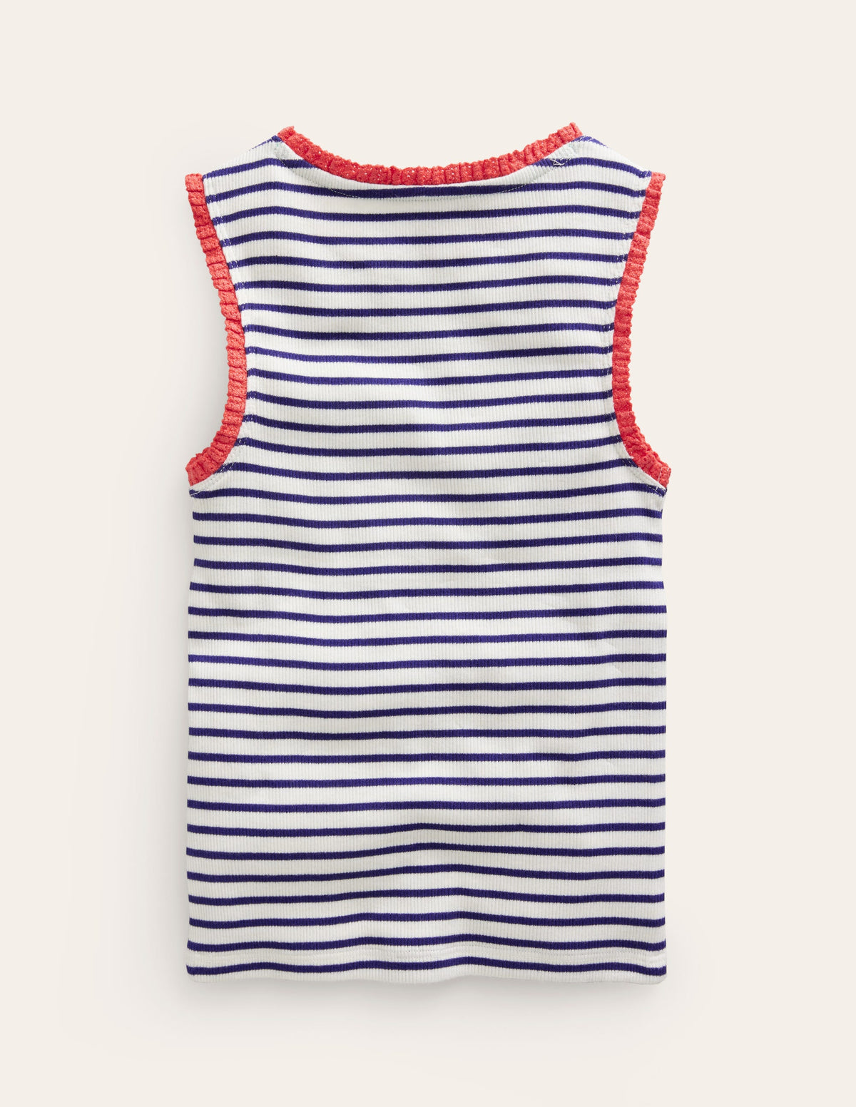 Ribbed Lace Trim Vest-Ivory/ Sapphire Blue Stripe - Image 2