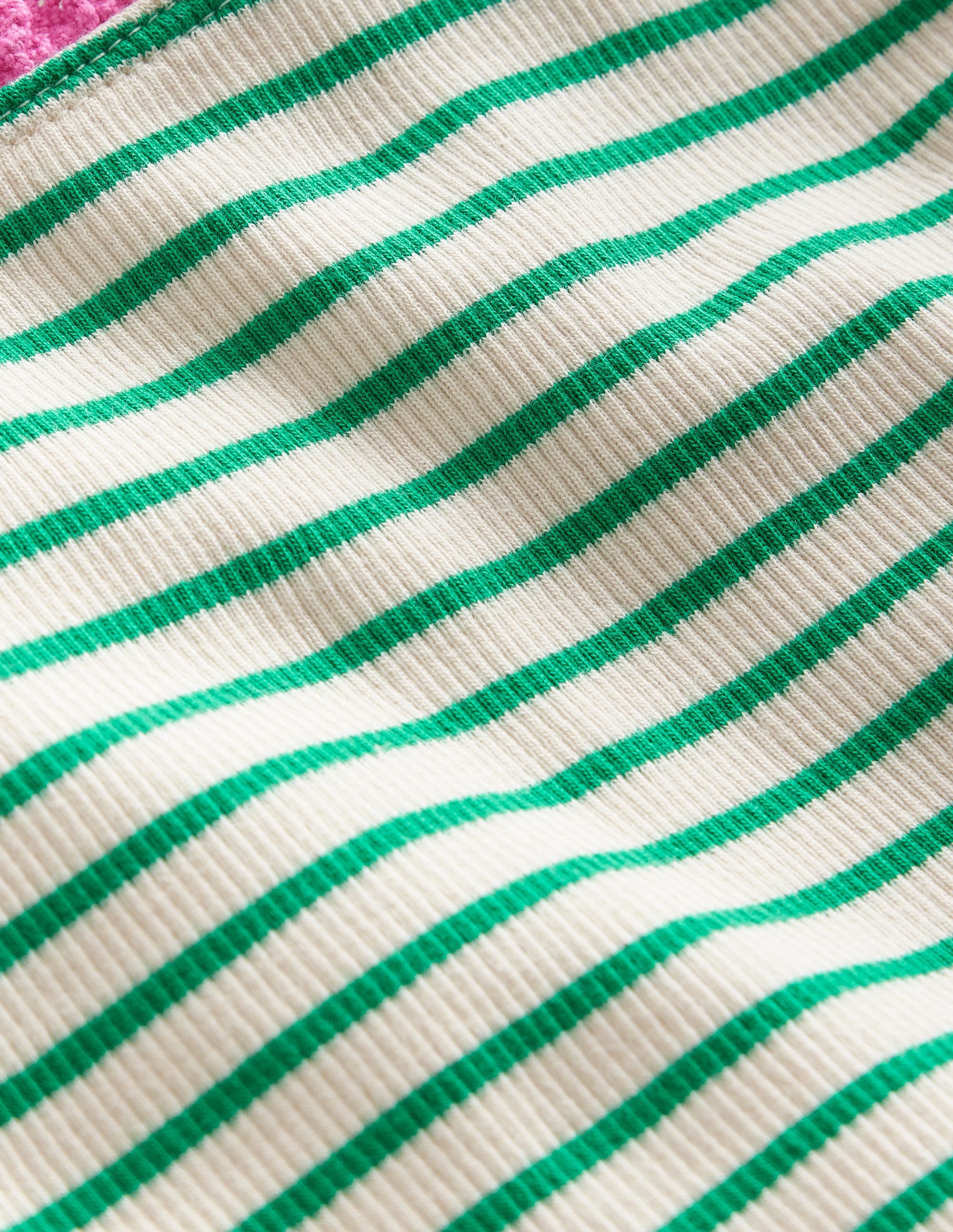 Ribbed Lace Trim Vest-Ivory/ Jade Green Stripe - Image 3