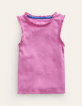 Ribbed Lace Trim Vest-Peony Pink