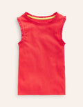 Ribbed Lace Trim Vest-Jam Red