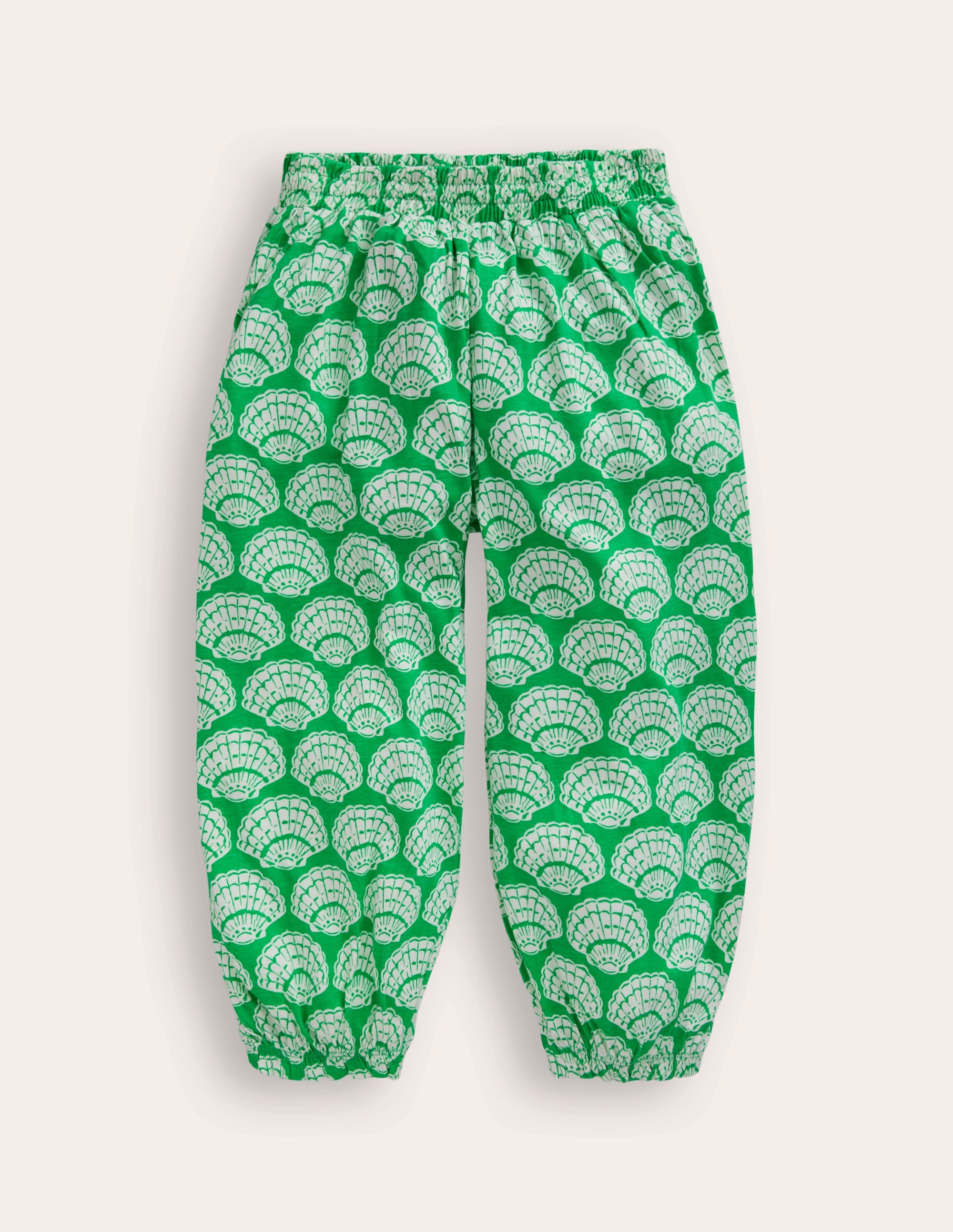 Jersey Harem Trousers-Pea Green Seashells - Image 1