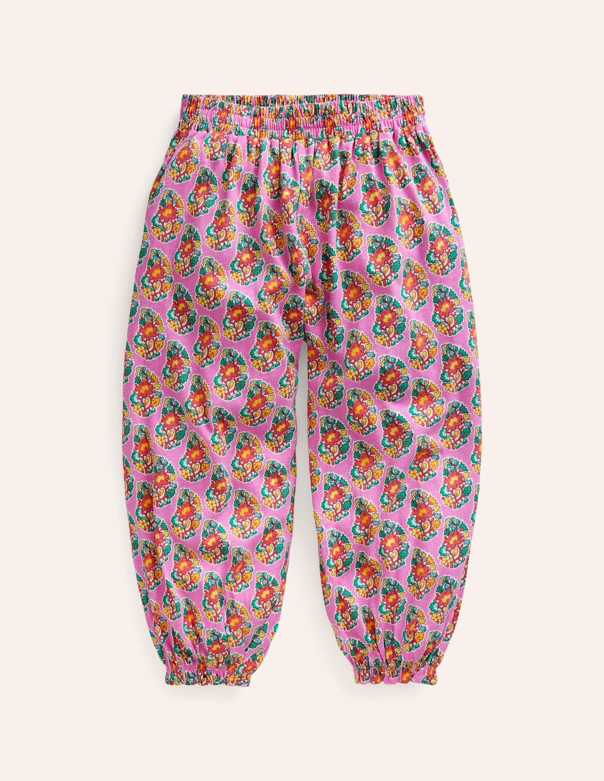 Jersey Harem Trousers-Peony Pink Paisley-1