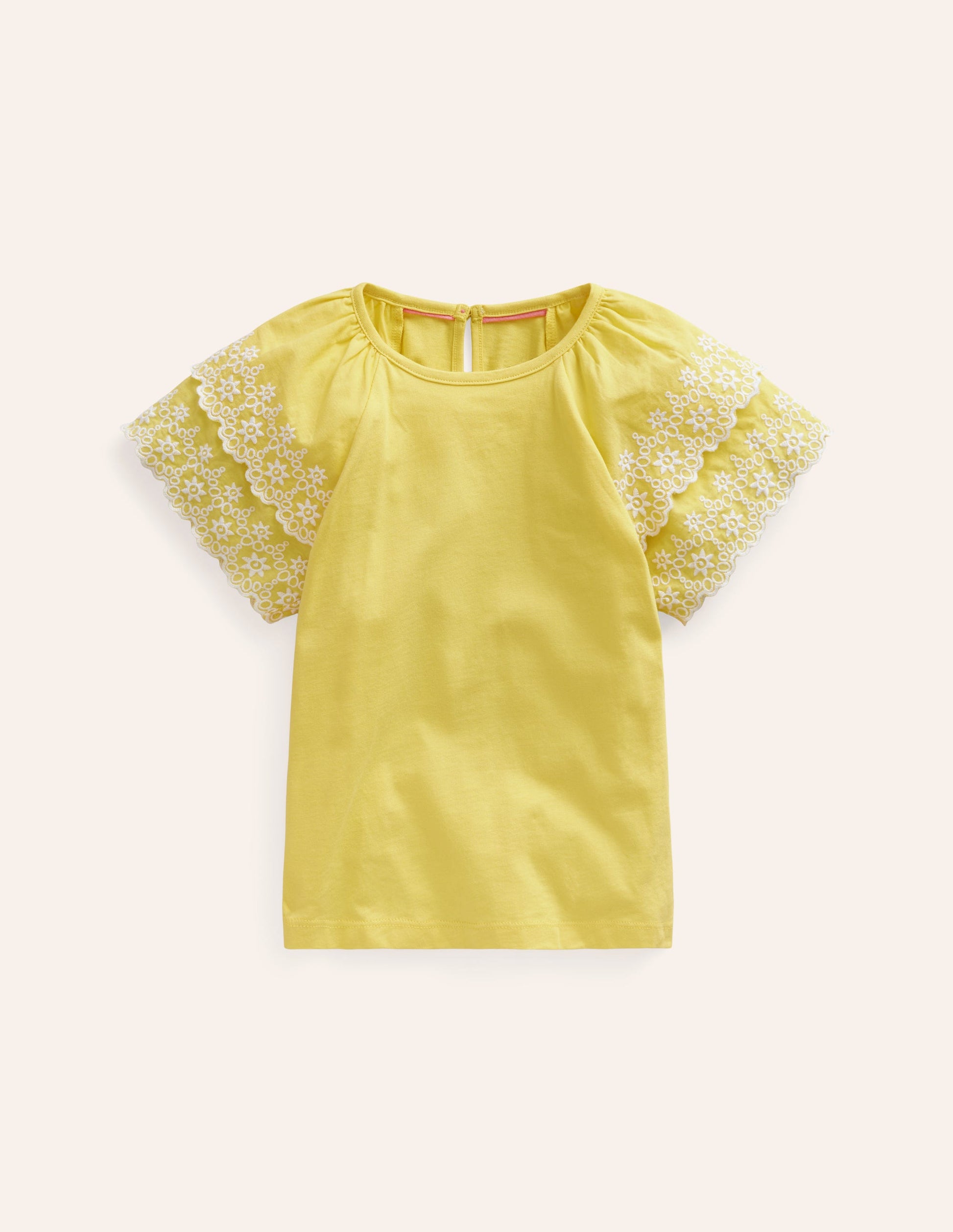 Broderie Mix T-shirt-Zest Yellow/White-1