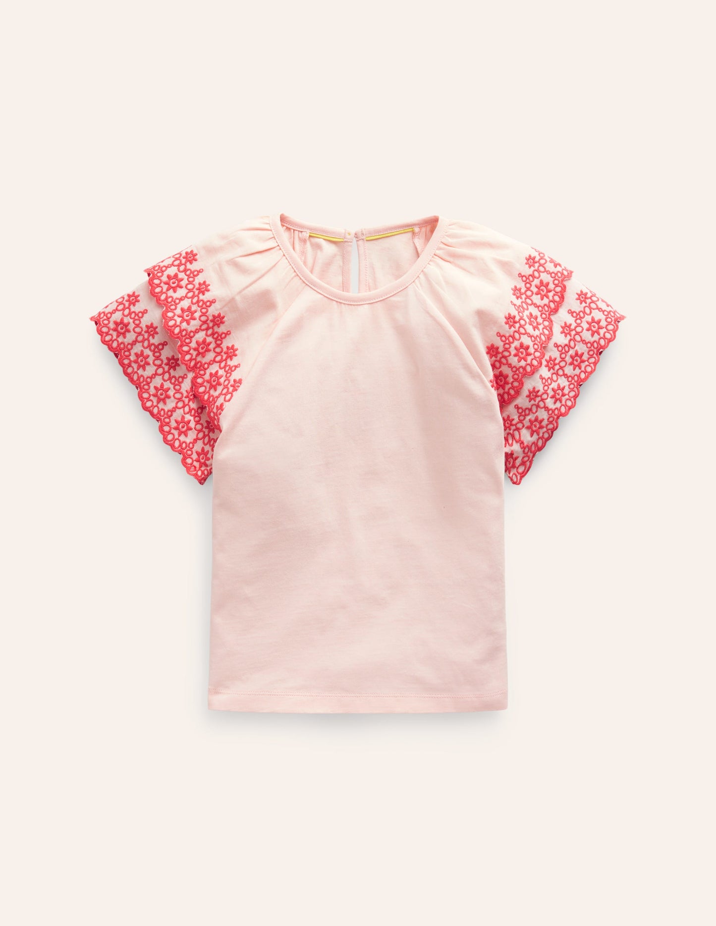 Broderie Mix T-shirt-Pink/Coral