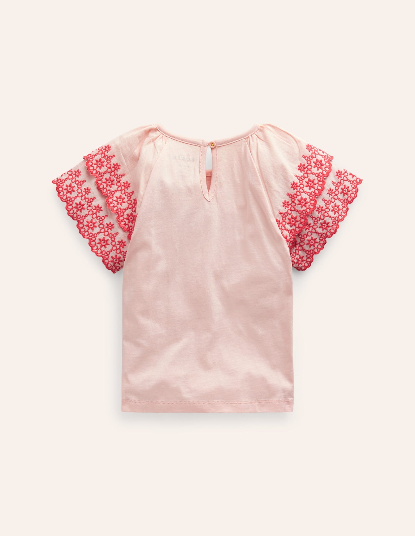 Broderie Mix T-shirt-Pink/Coral