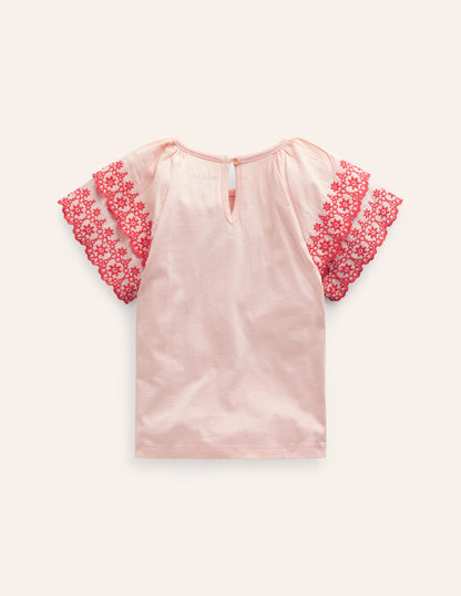 Broderie Mix T-shirt-Pink/Coral-2