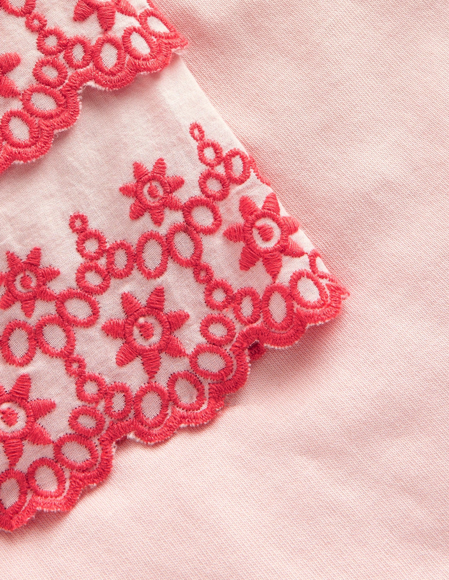 Broderie Mix T-shirt-Pink/Coral