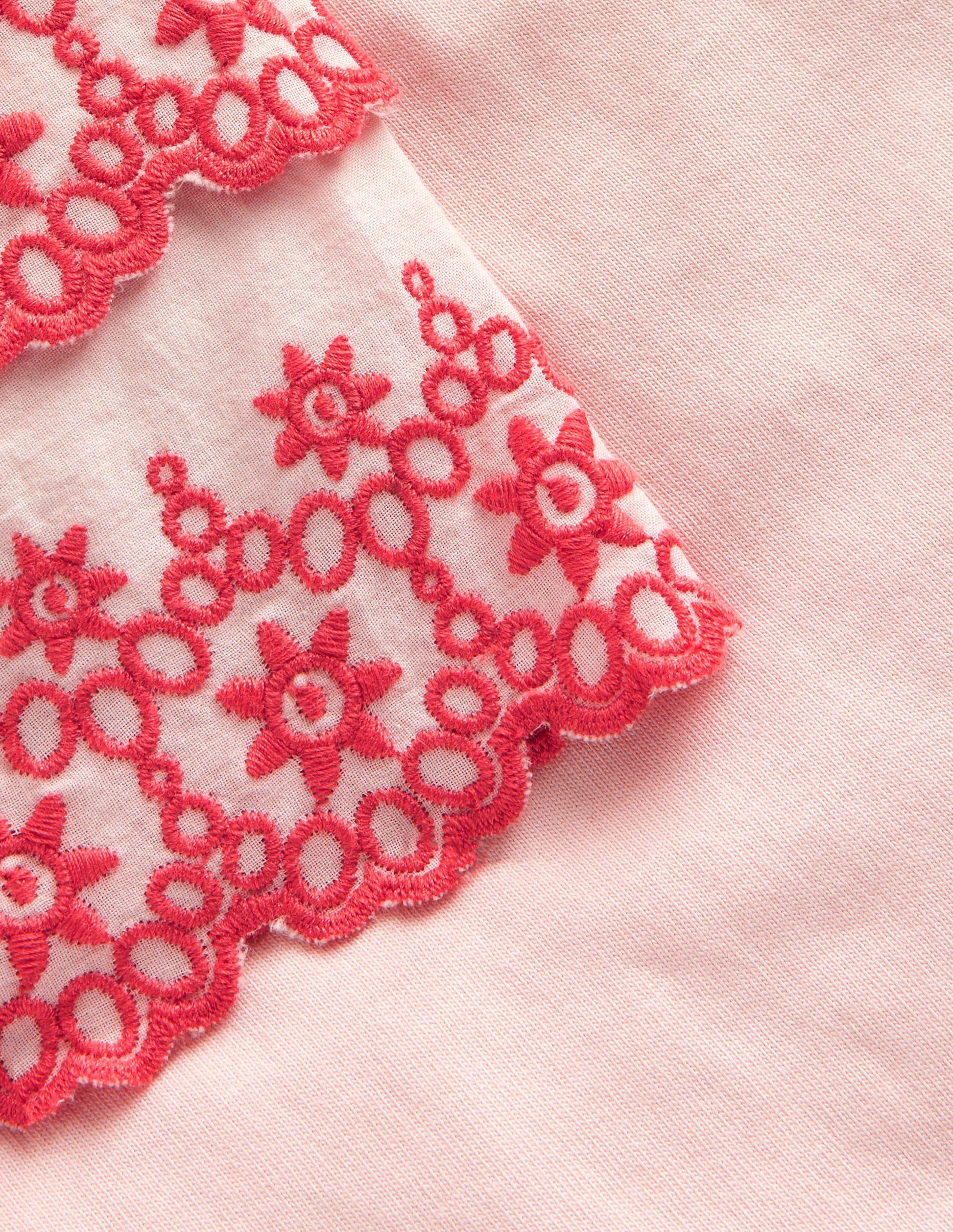 Broderie Mix T-shirt-Pink/Coral-3