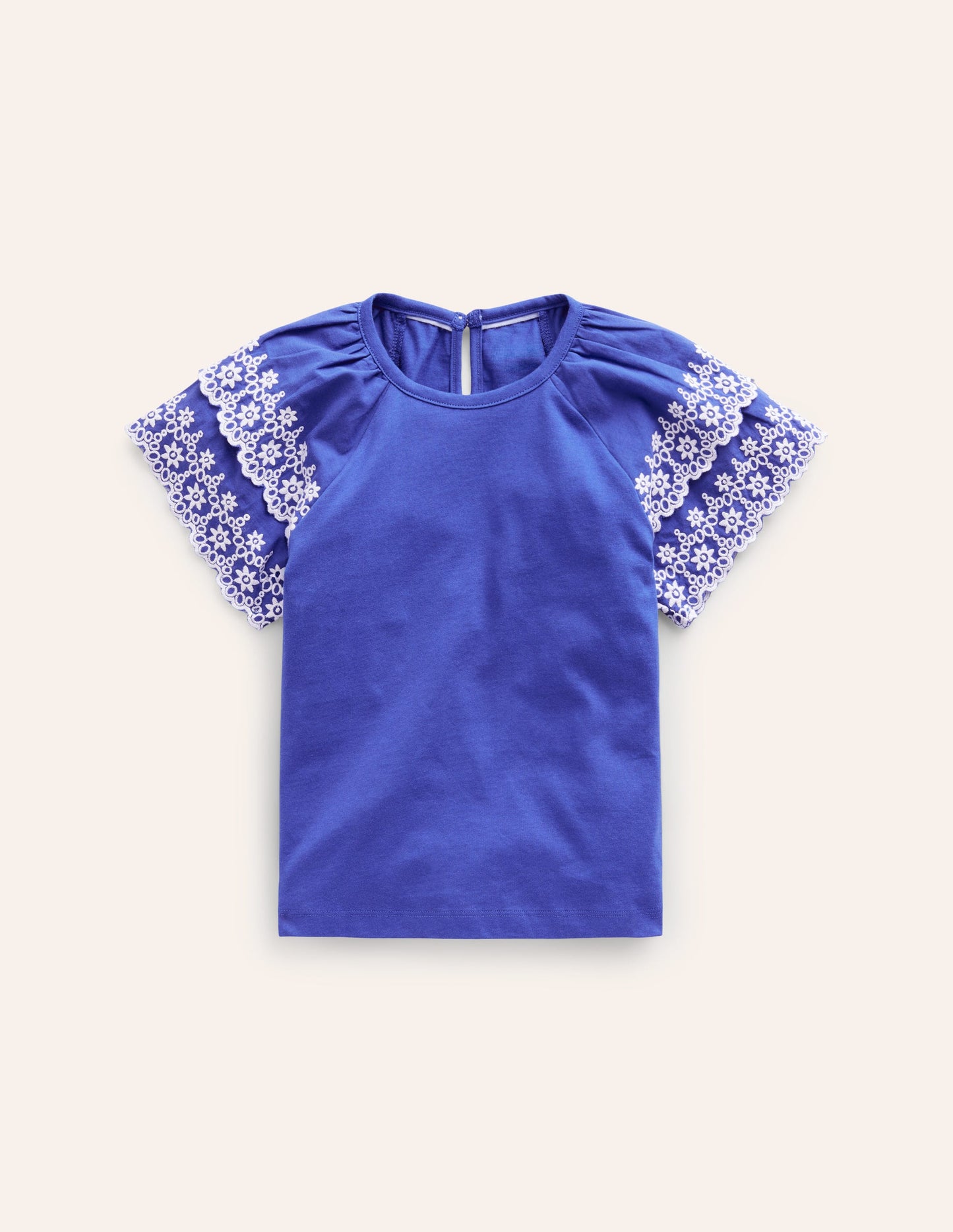 Broderie Mix T-shirt-Blue Heron/White