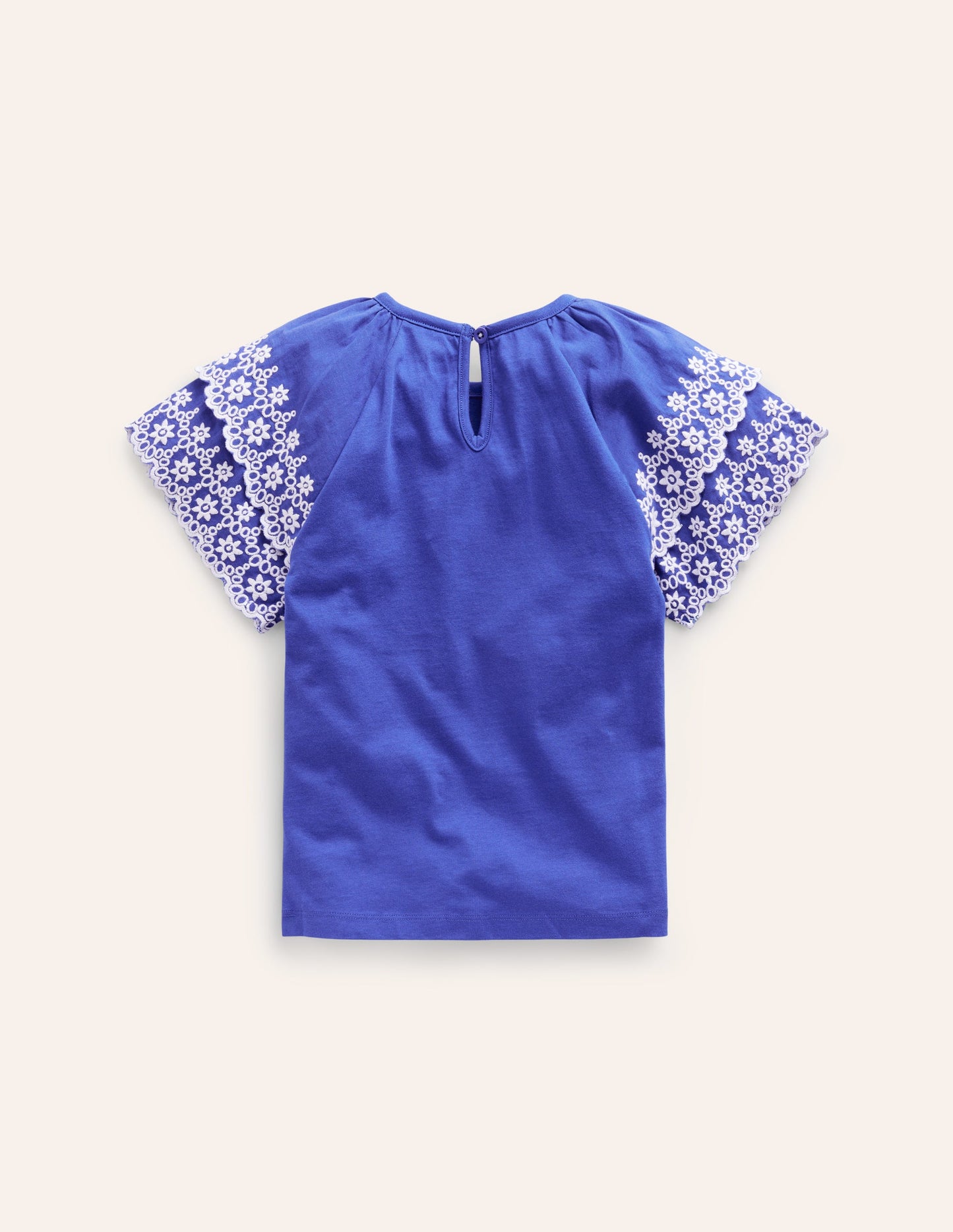 Broderie Mix T-shirt-Blue Heron/White