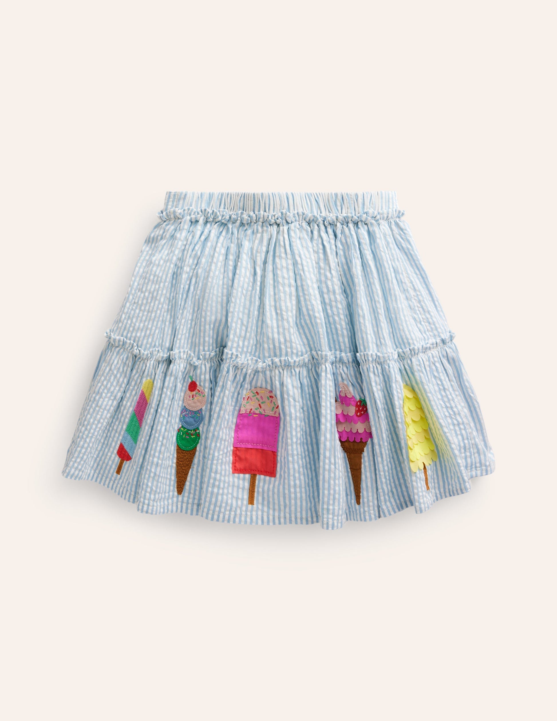 Appliqué Skirt-Blue / Ivory Ice Creams-3