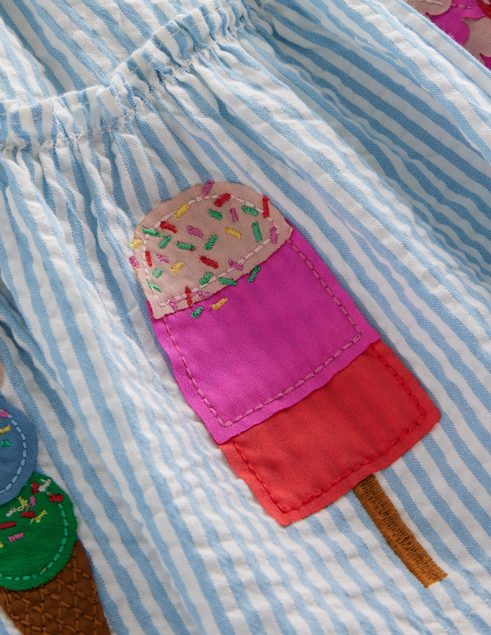 Appliqué Skirt-Blue / Ivory Ice Creams-4