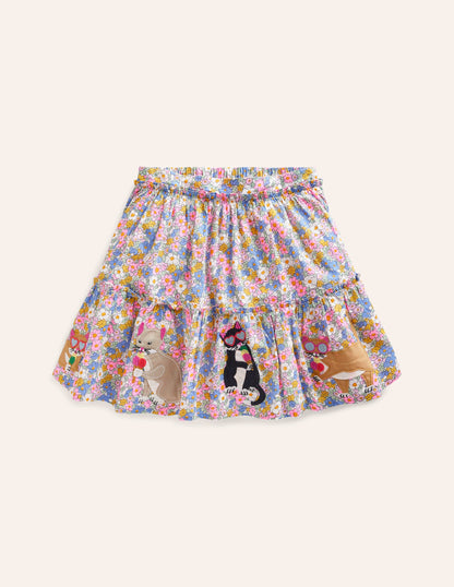 Appliqué Skirt-Festival Pink Nautical Cats-2