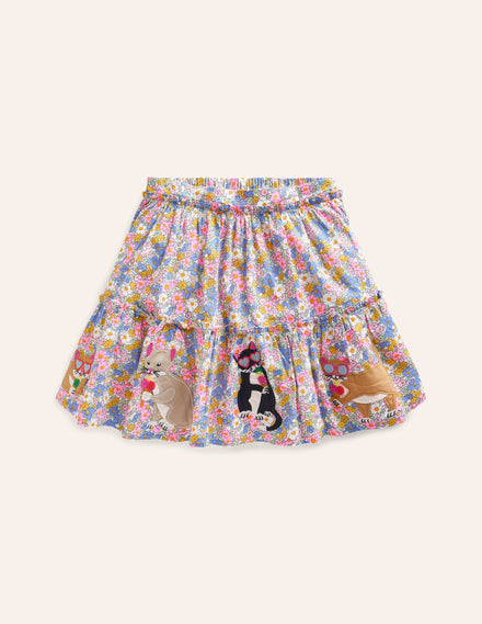 Appliqué Skirt-Festival Pink Nautical Cats