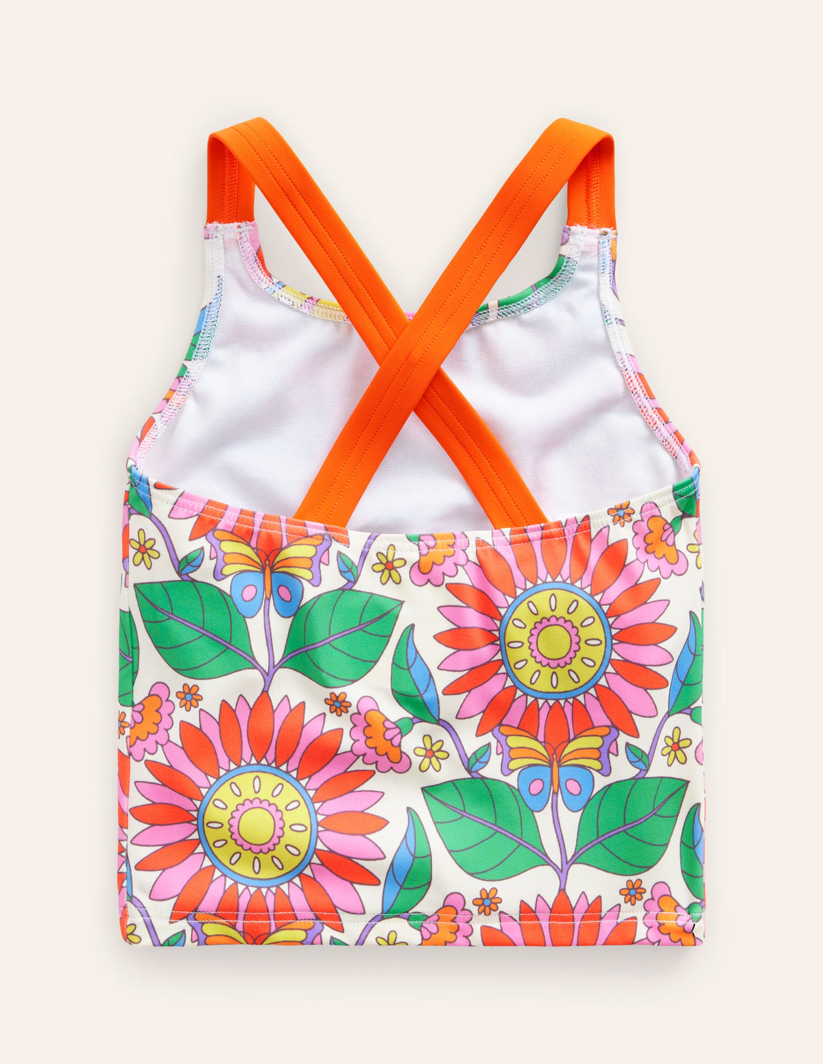 Cross Back Tankini Top-Multi Daisy Vine - Image 2
