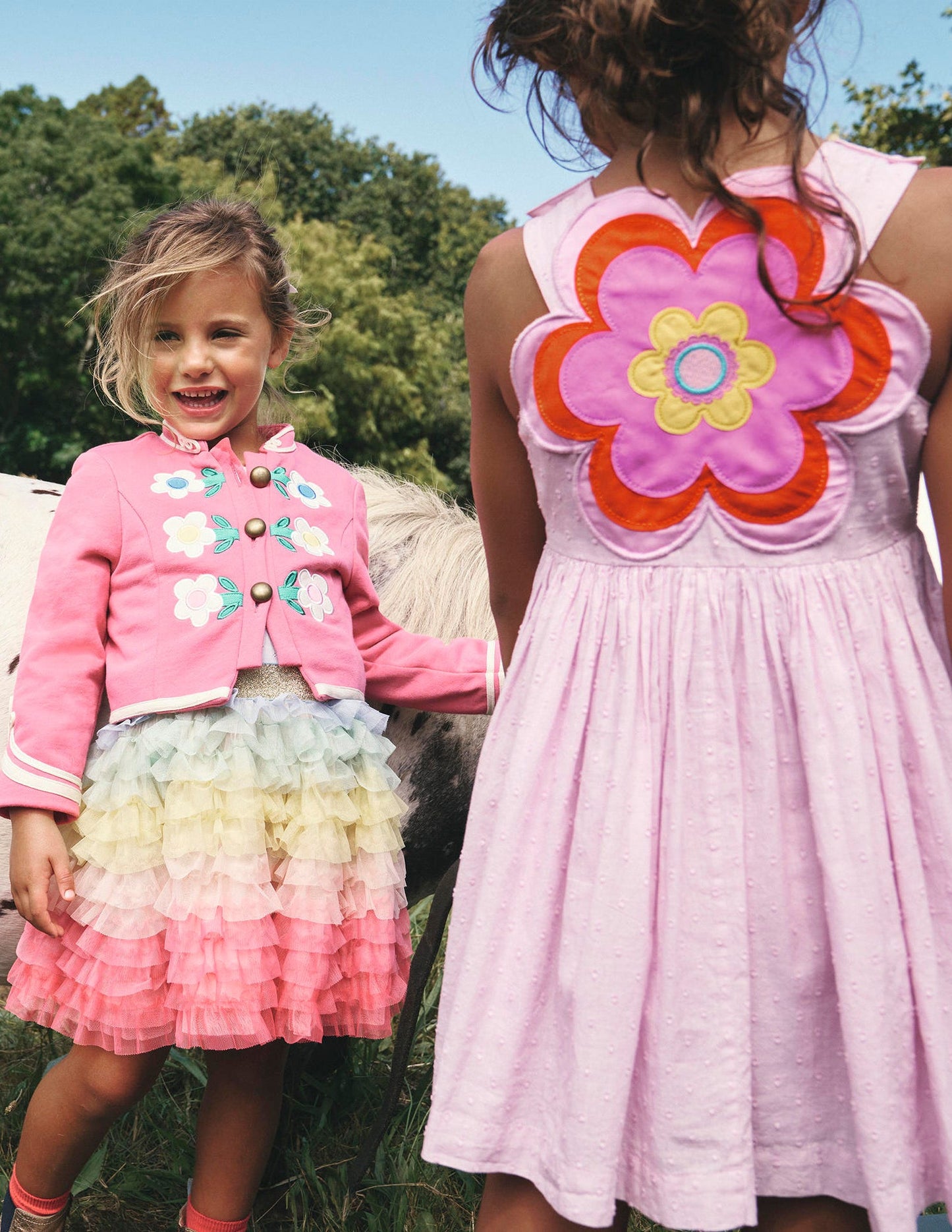 Appliqué Back Dress-Sugared Almond Pink Flower